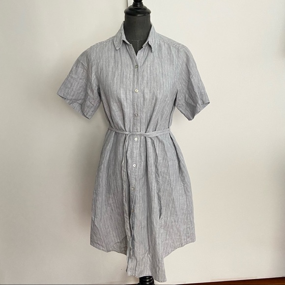 Amour Vert Dresses & Skirts - Amour Vert linen shirt dress blue shirt sleeves xs